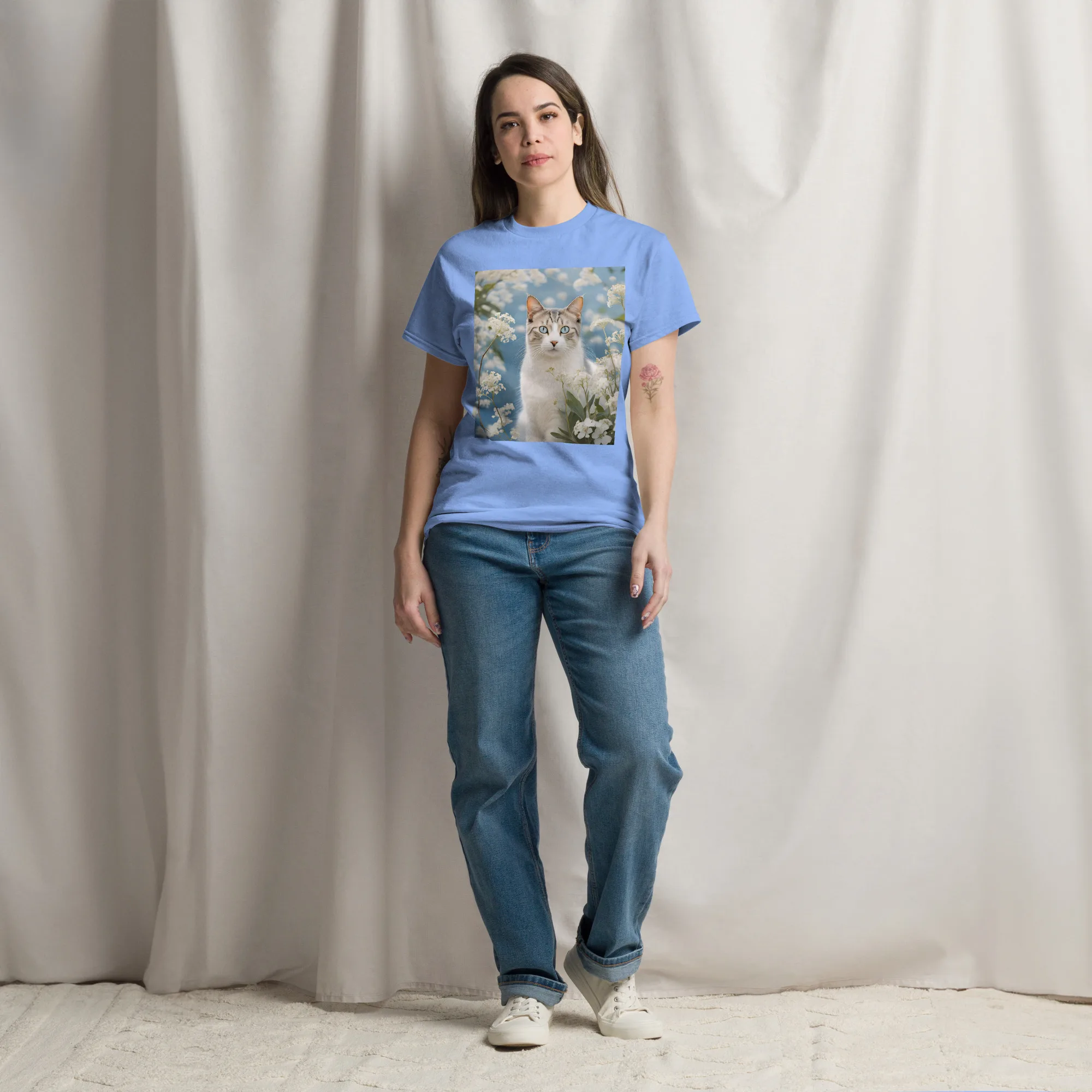 T-Shirt "Katze mit Blumen" 12 T-Shirt "Katze mit Blumen" – Bild 12