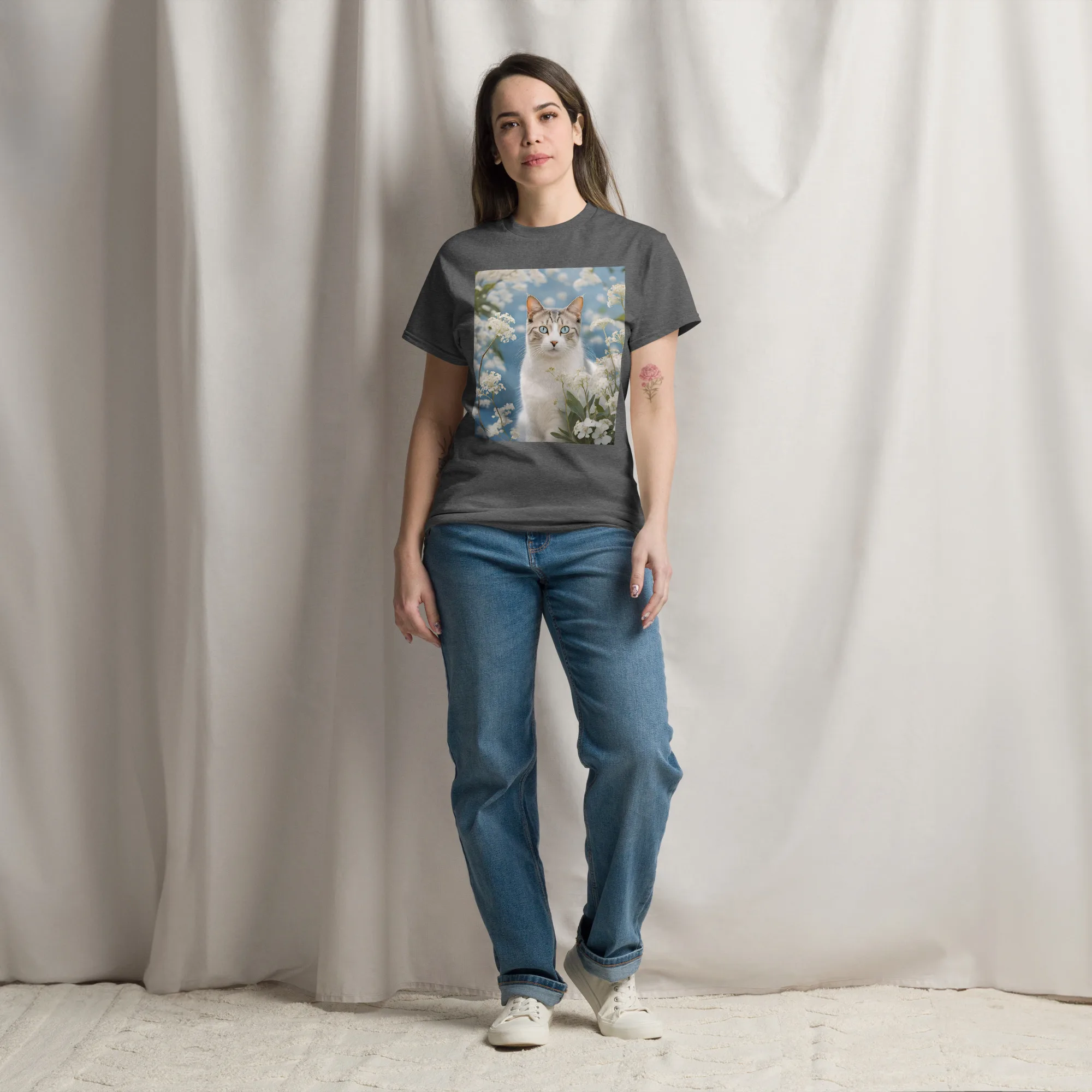 T-Shirt "Katze mit Blumen" 6 T-Shirt "Katze mit Blumen" – Bild 6