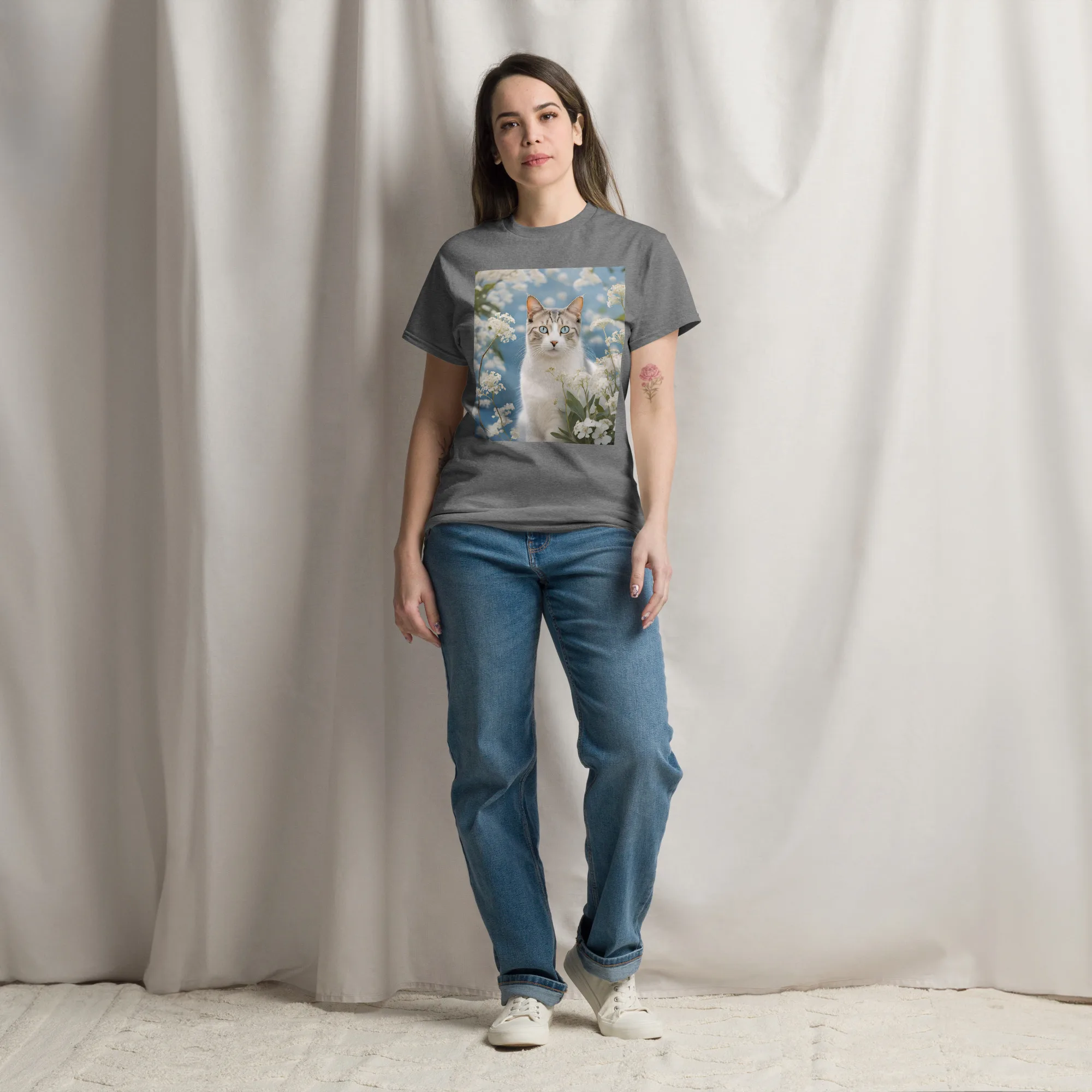 T-Shirt "Katze mit Blumen" 10 T-Shirt "Katze mit Blumen" – Bild 10