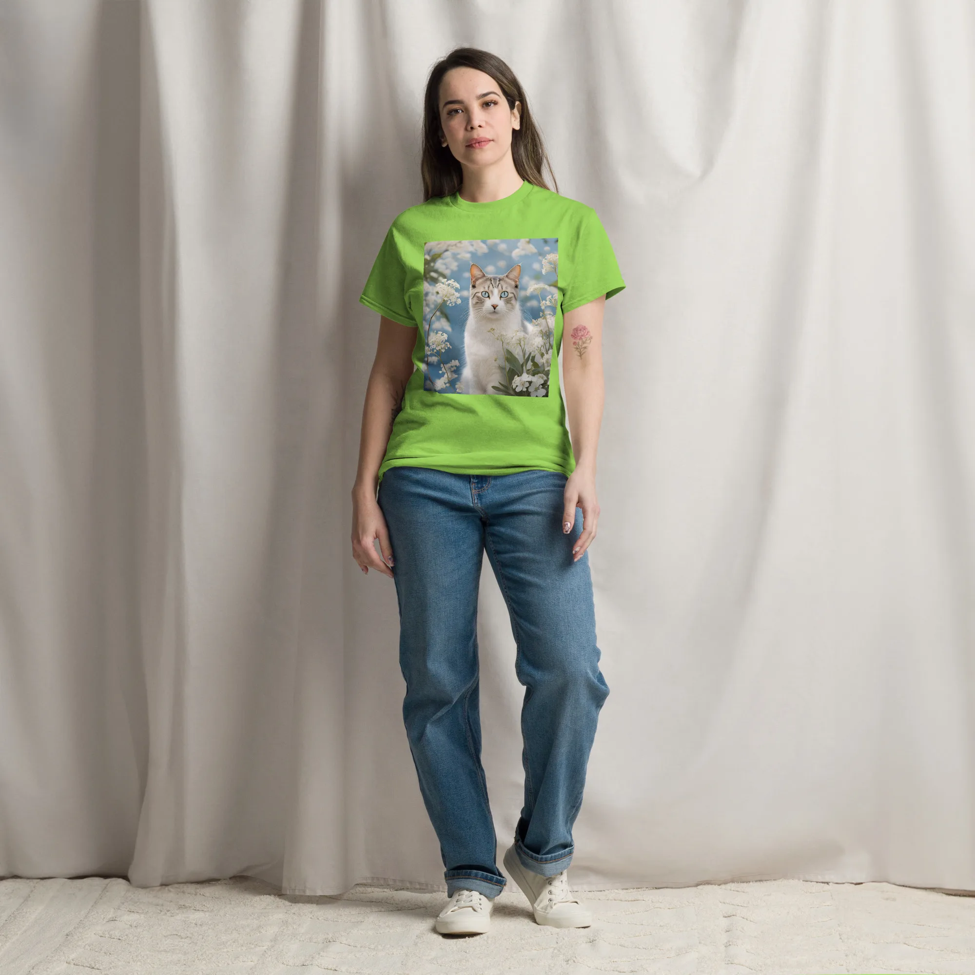 T-Shirt "Katze mit Blumen" 14 T-Shirt "Katze mit Blumen" – Bild 14