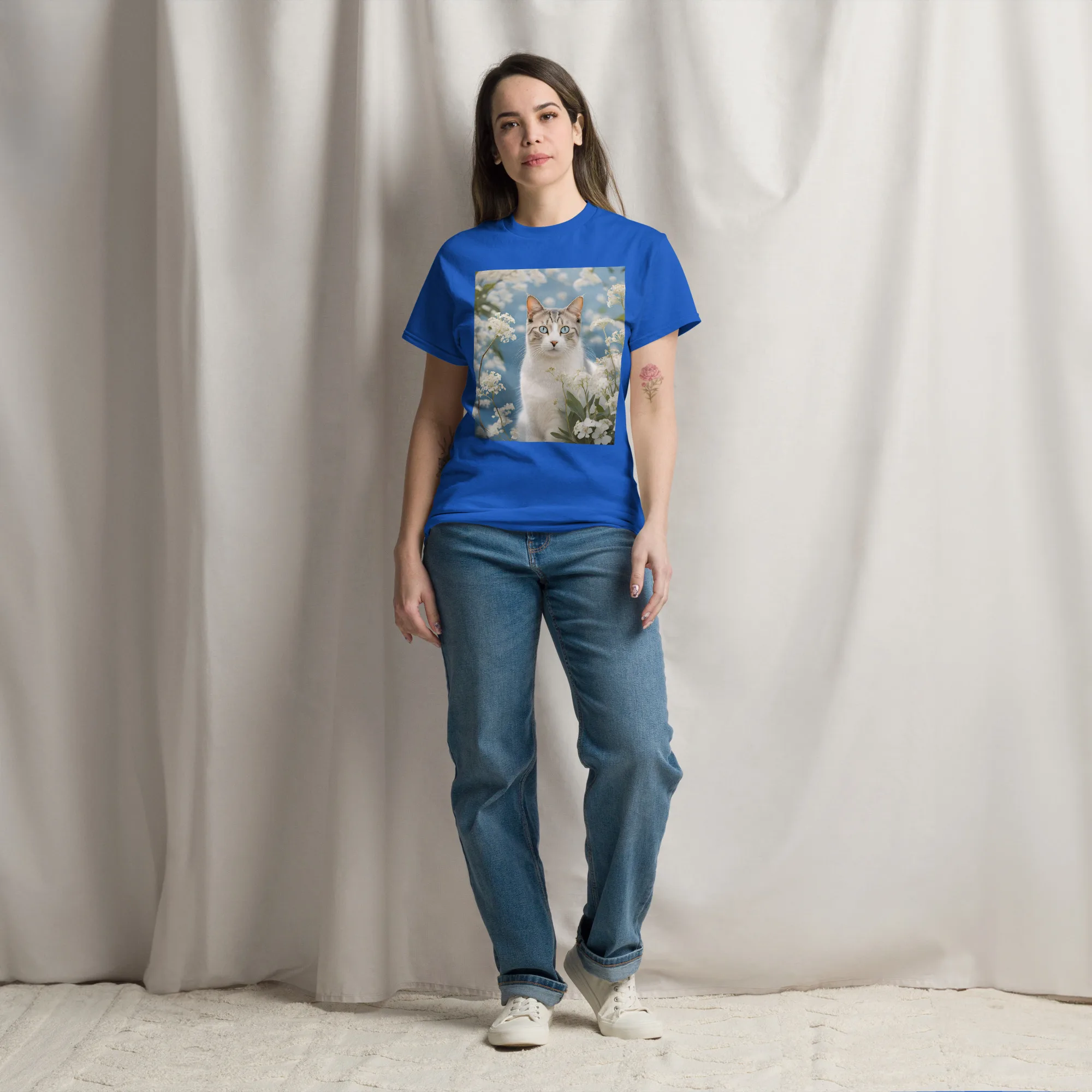 T-Shirt "Katze mit Blumen" 5 T-Shirt "Katze mit Blumen" – Bild 5