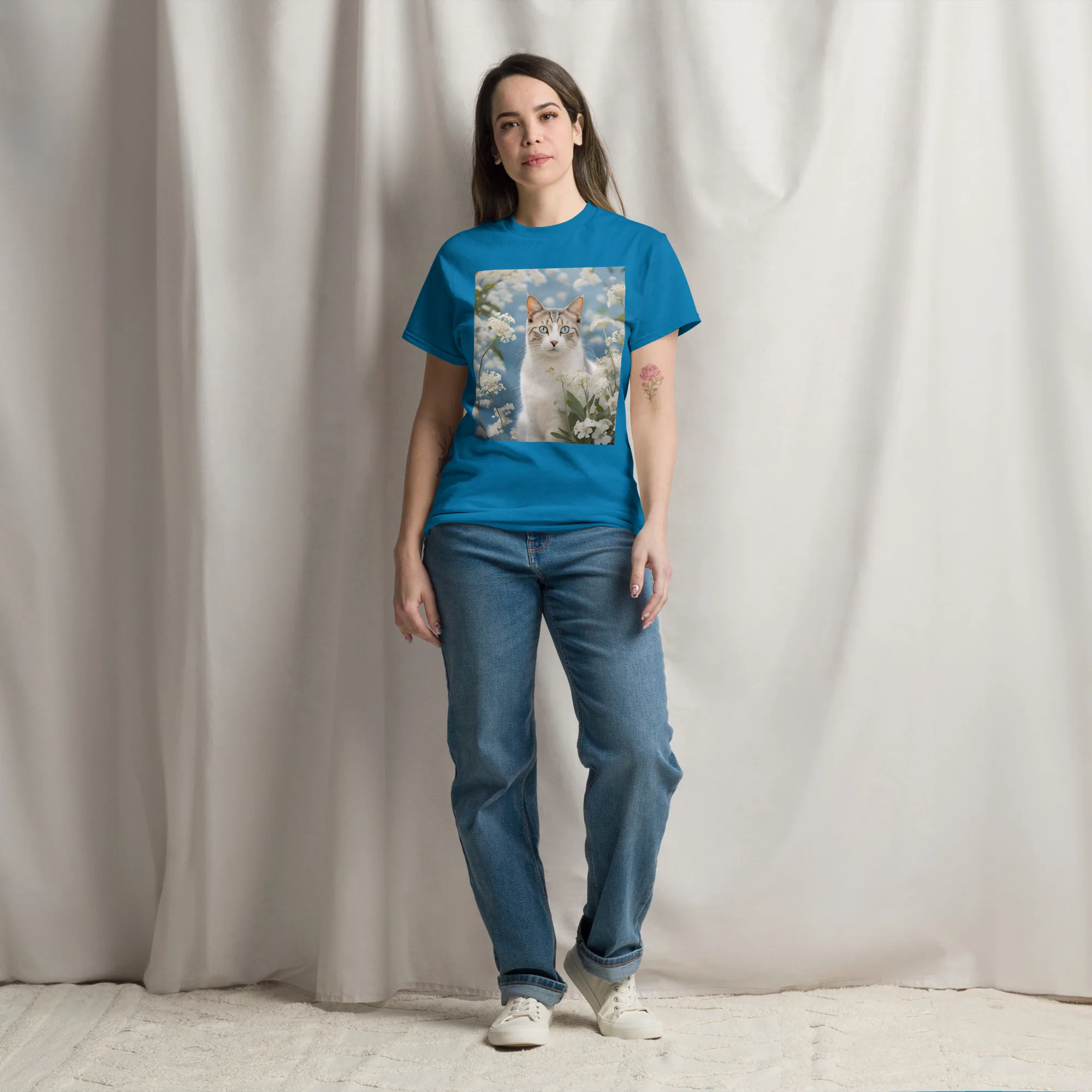 T-Shirt "Katze mit Blumen" 7 T-Shirt "Katze mit Blumen" – Bild 7