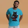 T-Shirt "schwarze Boxerkatze" - unisex staple t shirt heather aqua front 2 6973823234be4